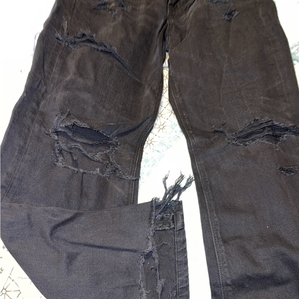 American Eagle Outfitters Black Distressed Flare Jeans